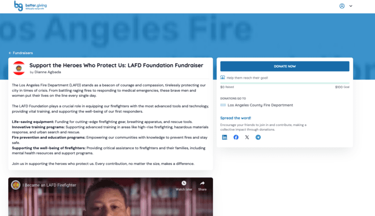 An image of the Crowdfunder or fundraiser for the LA Fire department