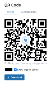 Black QR code for Better Giving